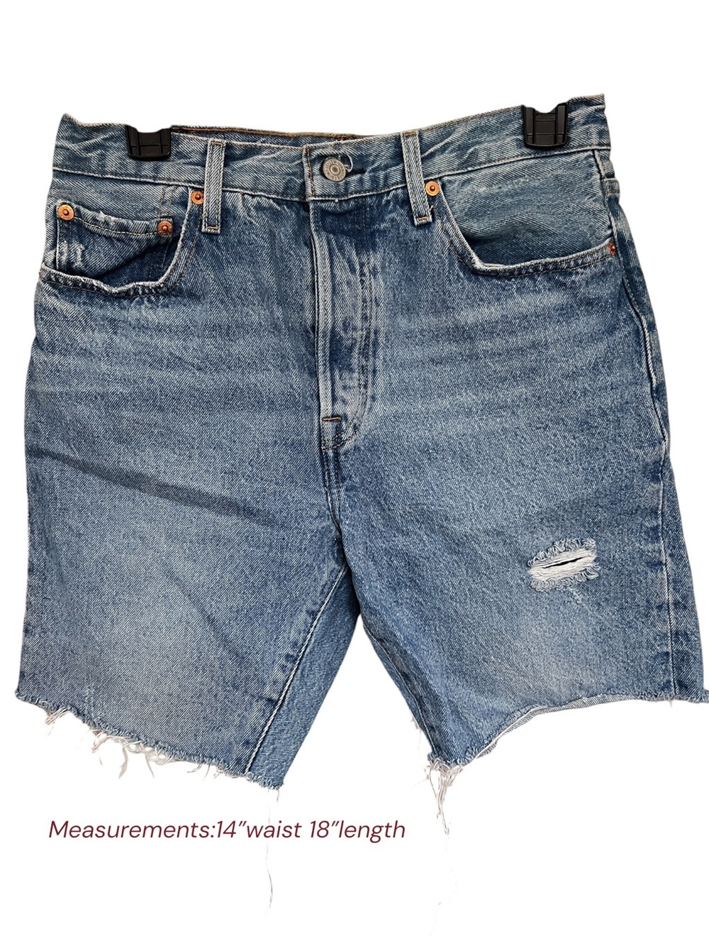 Levi's Blue Denim Cutoff Shorts with Frayed Hem